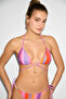 Lain Patterned Glitter Fabric Triangle Bikini - 2