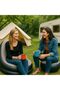 Luxury Flocked Inflatable Sofa with Footrest – Thick Cushioned Portable Recliner, Foldable PVC Lounge Chair - 4