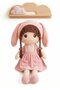 70cm Soft Plush Doll with Bunny Ears, Braided Hair & Colorful Dress - Oversized Cuddly Companion