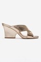 Yavin Women's Gold Cross-Strapped Wedge Heeled Slippers - 4