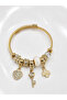 Steel Charm Heart Clover Handcuff Bracelet - 2