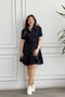 Polo Collar Balloon Sleeve Dress