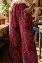 Women's Burgundy Paisley Anatolian Motif Comfortable Flowy Wide Leg Woven Shalwar 25Kslvh504 - 5