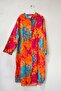 Orange-Blue Hakim Collar Long Sleeve Patterned Buttoned Casual Viscose Woven Dress with Hidden Pockets 118 67 - 2