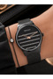 Women's Wristwatch with Wicker Steel Band, Black Color, Casual and Stylish Combination Bracelet, Gift