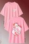 Women's Strawberry Milk Cat Printed Oversize Crew Neck Cotton Casual Combed Cotton T-Shirt - 3