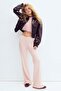 Flared rib-knit trousers