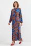 Women's Lace-Up Collar Floral Patterned A.Cobalt Blue Hijab Dress - 5