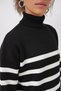 Women's Turtleneck Striped Knitwear Black Dress - 5