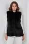 Women's Wide Collar Fur Black Vest - 2