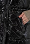 Women's High Collar Shiny Black Vest - 3