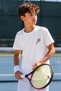 Children's Tennis Racket Embroidered White T-Shirt 100% Cotton Sporty Basic T-Shirt - Black and White Kids' Sports Tennis T-Shirt - Young Children's Training Sports T-Shirt