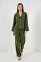 Women's Classic Collar Buttoned Viscose Khaki Double Suit