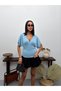Women's Deep V-Neck Side Gathered Cotton Trendy T-Shirt - 3