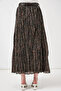 Women's Belted Patterned Smoked Skirt - 6