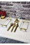 Hanzade Series 6 Piece Metal Cast Iron Footed Presentation Set & Tongs Serving Set - 3