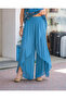 Turquoise Color Italian Silk Trousers Blouse Set - 2