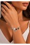 316L Steel Silver Color Black Zircon Stone Star Design Tree Detail Evil Eye Charm Bracelet - 2