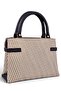 Brown, Straw Look, Double Compartment, Crossbody Strap, Small, Hand and Shoulder, Women's Bag - 4