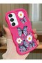 Samsung Galaxy A16 Compatible Case Camera Protector Red Silicone Couple Phone Case Butterfly Pattern