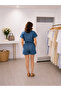 Tencel Fabric V-Neck Belt Detailed Shorts Jumpsuit - 6