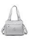 Medium Size Multi-Pocket Waterproof Lightweight Crinkle Fabric Women's Shoulder Bag Ice Gray