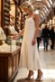Women's Strappy Maxi Woven Dress 100% Linen Lined A-Line Cut Sleeveless Strapless Neckline Daily Casual