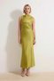 Women's Satin Woven Sleeveless Midi Evening Dress Degaje Collar Lined Slip Cut Elegant Night Daily Casual - 3