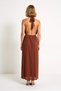 Women's Sleeveless Halter Neck Deep Back Cutout Maxi Beach Dress Crinkle Woven Casual Comfortable - 4