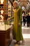 Women's Maxi Hijab Dress Shirt Collar Long Sleeve Skater Cut Unlined Lilyum Woven Comfortable Casual