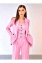Premium Women's Striped Pink Jacket Vest Trousers 3-Piece Set – Modern Office Elegance