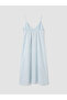 Lcw Vision Blue Rope Strap A-Line 100% Linen Dress - 7