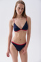 Women's Navy Blue Bikini Bottom with Stitching Detail - 3