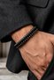 Men's Chain Detailed Steel and Leather Bracelet Black Drop Weave Design Interlocking Modern Stylish Bracelet - 2