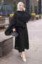 Black Shawl Detailed Skirt Suit - 2