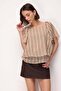 4917 Women's Striped Square Neck Layered Blouse Brown - 2