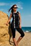 Semi-Closed Hijab Swimsuit Set Black Zebra Patterned Shoulder Window Design Lycra 2 Piece – R2209 - 3