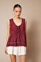 Lace-Detail Embroidered Top Bordo