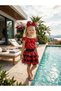 Girl's Red Sequined Layered Tutu Skirt and Madonna Collar Blouse 2-Piece Set - 3