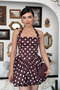 Polka Dot Halter Neck Mini Dress Balloon Skirt Retro Vintage Women Summer Chic Dress - 2