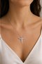 Steel Angel Figured Zircon Stone Women's Necklace Silver Color 45 cm