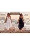 Lace Buldan Fabric Asymmetrical Cut Hand Knitted Bustier Model Beach and Daily Dress - 2
