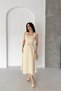 Women's Beige Floral Embroidered Belt Detailed Square Neck Midi Length Summer Dress ----   Nbk086 - 3