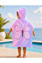 Children's Sea Poncho Hooded Towel Poncho Pink Purple Butterfly Patterned Beach Pool Bath Poncho - 5