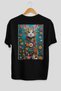For the Love of Cats 7 Cats Printed Black Oversize T-Shirt 100% Cotton Unisex Cat Lover Premium Design