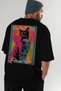 For the Love of Cats 72 Cats Printed Black Oversize T-Shirt 100% Cotton Unisex Cat Lover Premium Design - 8