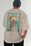 99 Cats for Cat Lovers Printed Beige Oversize T-Shirt 100% Cotton Unisex Cat Lover Premium Design - 6