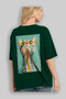 99 Cats for Cat Lovers Printed Green Oversize T-Shirt 100% Cotton Unisex Cat Lover Premium Design - 3