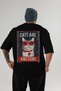 For the Love of Cats 125 Cat Printed Black Oversize T-Shirt 100% Cotton Unisex Cat Lover Premium Design - 2