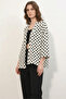 Women's Collared Polka Dot White Kimono - 3